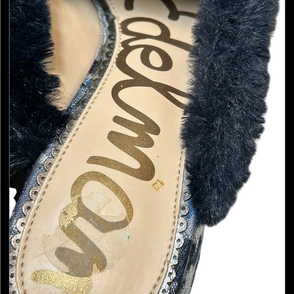 Sam Edelman Blue Floral Tapestry Mule With Faux Fur Trim Size 8 - Picture 4 of 7